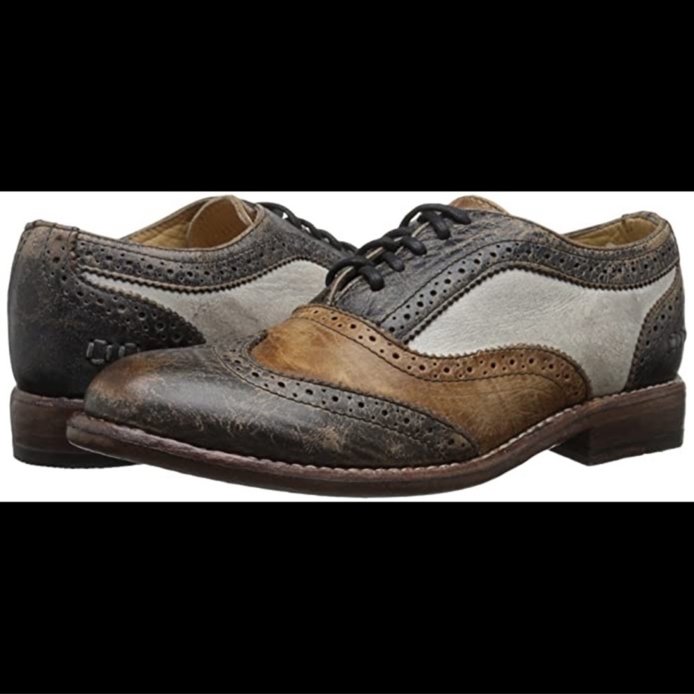 Bed Stu Lita Tricolor distressed leather lace-up loafers, 8
